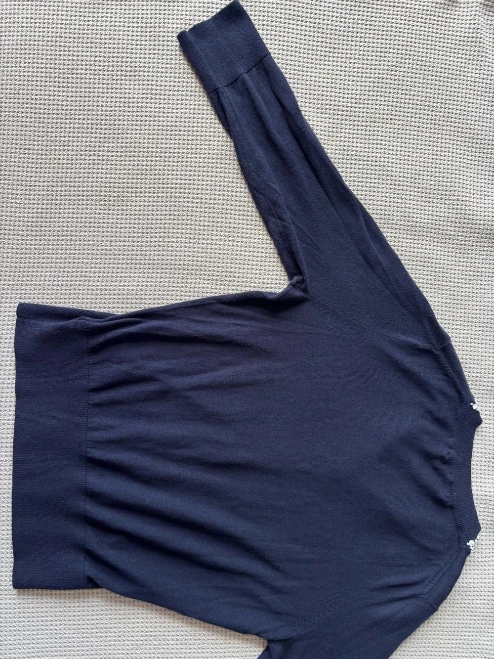 Banana Republic Navy Blue Embellished Jewel Neck Cotton Cardigan Sweater XS